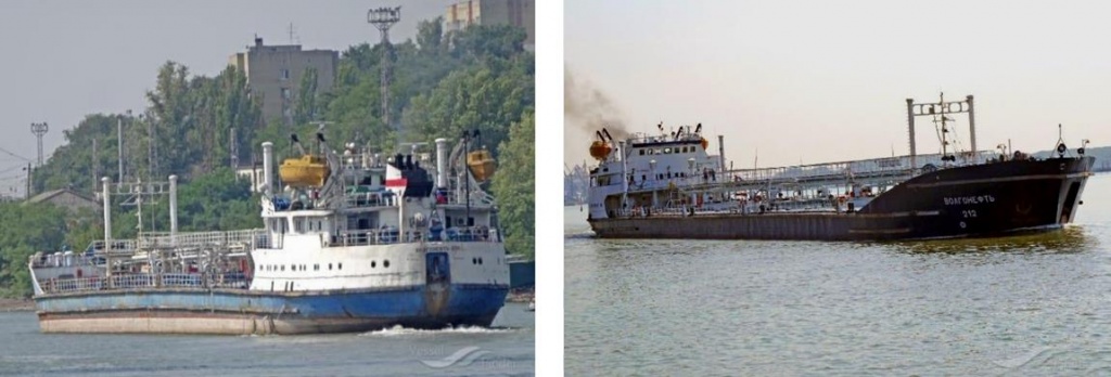 Рис. 1. Крайне устаревшие, модернизированные танкеры речного класса «Волгонефть-239» (слева) и «Волгонефть-212» (справа), которые использовались для перевозки нефти и тяжелых нефтепродуктов. Фото: marinetraffic.com
